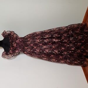 Altar'd State Floral Maxi Dress - burgundy/maroon